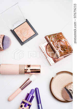 Set of luxury cosmetics for fashion make up  on white  background 97679233