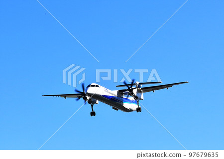 Osaka International Airport ANA Bombardier DHC8-Q400 Propeller Aircraft Landing Ready Senri Kawajiri Osaka International Airport ANA Bombardier DHC8-Q400 Propeller Aircraft Landing Ready Senri Kawajiri 97679635