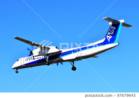 Osaka International Airport ANA Bombardier DHC8-Q400 Propeller Aircraft Landing Ready Senri Kawajiri Osaka International Airport ANA Bombardier DHC8-Q400 Propeller Aircraft Landing Ready Senri Kawajiri 97679643