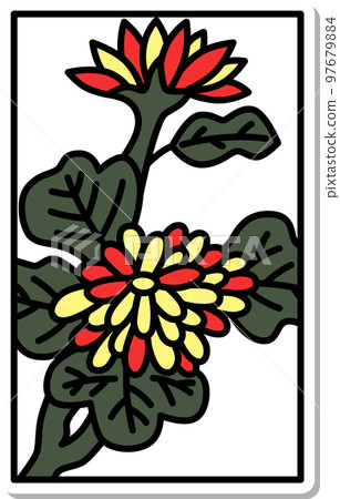 貼紙風格簡約花札長月菊九月菊渣 97679884