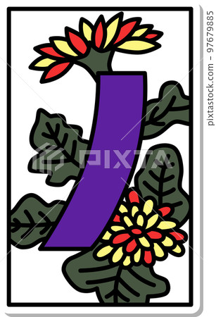 貼紙式簡約花札長月菊藍短九月菊藍短 97679885