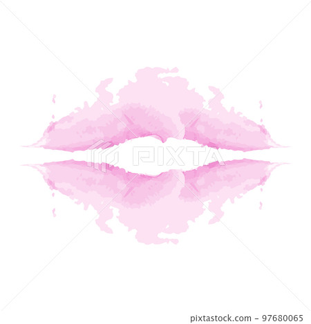 Abstract brush stroke in shape of lips in trendy pale purple hues watercolor. Happy Valentines Day Abstract brush stroke in shape of lips in trendy pale purple hues watercolor. Happy Valentines Day 97680065