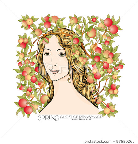 Portrait of a woman inspired by a painting by Renaissance artist Botticelli. Portrait of a woman inspired by a painting by Renaissance artist Botticelli. 97680263