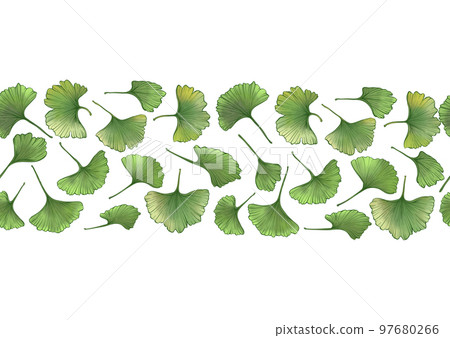 Ginkgo biloba leaves. Seamless pattern, background. Ginkgo biloba leaves. Seamless pattern, background. 97680266