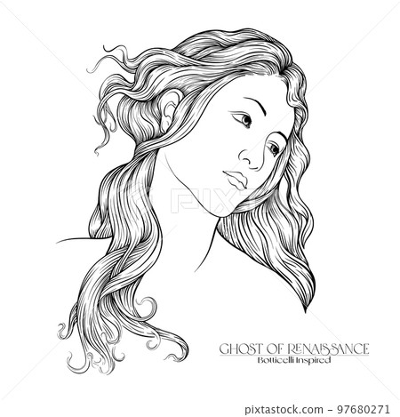 Portrait of a woman inspired by a painting by Renaissance artist Botticelli. 97680271