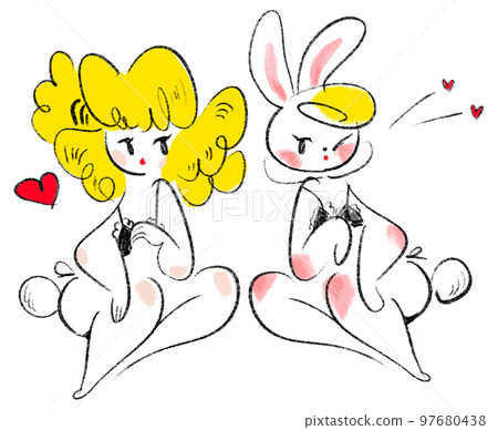 兔寶寶女孩插圖 97680438