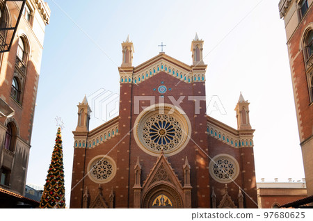 ISTANBUL,TURKEY- January 2022: St. Anthony Church or Bazilikasi ISTANBUL,TURKEY- January 2022: St. Anthony Church or Bazilikasi 97680625