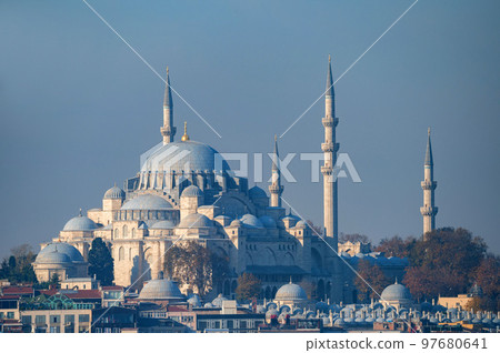 The beautiful view on Suleymaniye Mosquei Istanbul, Turkey. The beautiful view on Suleymaniye Mosquei Istanbul, Turkey. 97680641