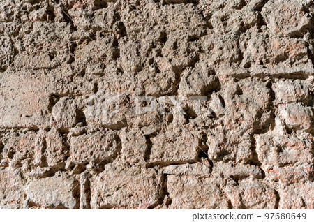 Close up of stonewall with red brick texture Close up of stonewall with red brick texture 97680649