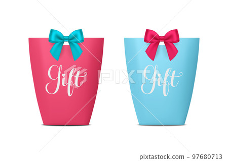 Surprise box opening gift with blue silk Vector Image