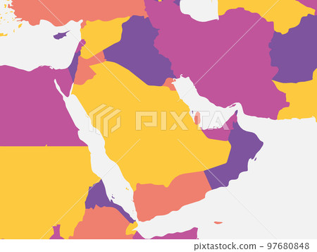 Middle East blank map. High detailed political map of Middle East and Arabian Peninsula region Middle East blank map. High detailed political map of Middle East and Arabian Peninsula region 97680848