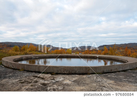 Submerged gun carriages from German naval guns in Liinahamari 97680884