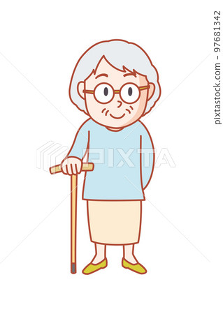 A lively gray-haired grandmother who seems to be in the neighborhood. A woman who always smiles and likes to talk. 97681342