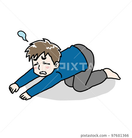 Illustration of a man who is unmotivated and dull Illustration of a man who is unmotivated and dull 97681366