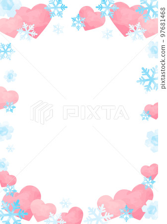 Snowflake and pink heart frame_vertical Snowflake and pink heart frame_vertical 97681468