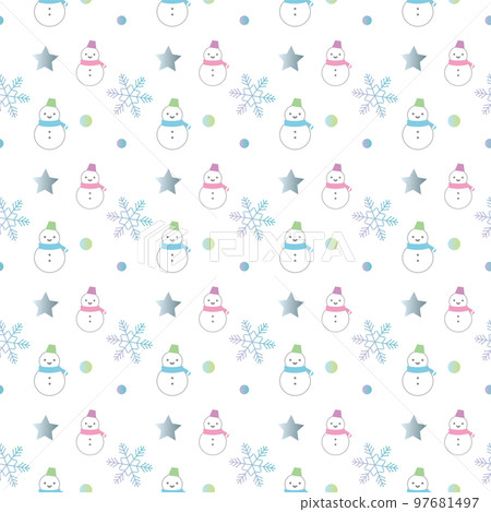 Snowman and snowflake pattern 97681497