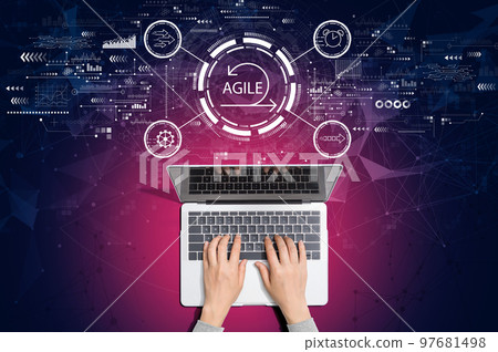 Agile concept with person using laptop 97681498