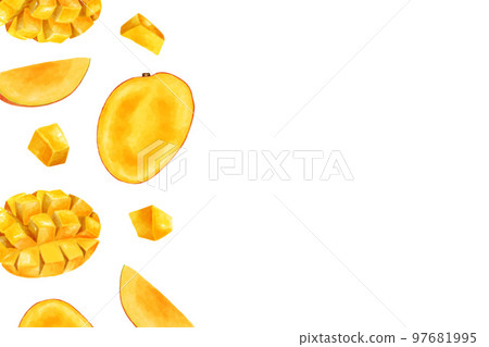 芒果背景素材水彩風格插畫 芒果背景素材水彩風格插畫 97681995