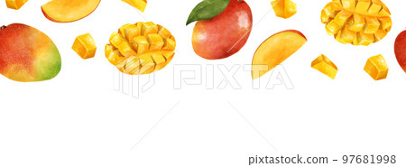 芒果背景素材水彩風格插畫 芒果背景素材水彩風格插畫 97681998