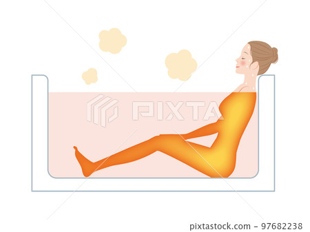 A woman who warms her whole body by bathing 97682238