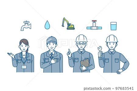 水管工、水務局工作人員、承包商的插圖 97683541