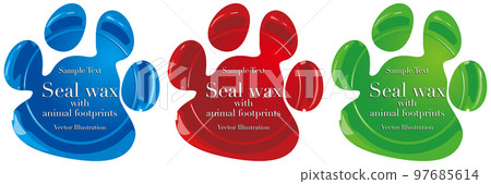 Sealing wax emblem in the shape of a small animal's footprint sample letter vector illustration 97685614