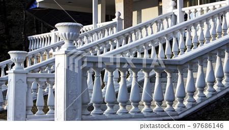Whites staircases closeup. 97686146