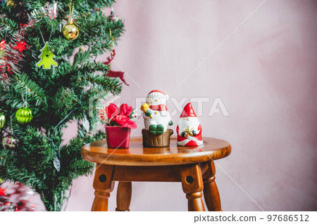 Christmas Santa Claus and snowman objects 97686512