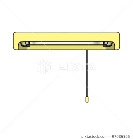 Yellow light fixture with pull string switch (with old straight tube fluorescent light) Yellow light fixture with pull string switch (with old straight tube fluorescent light) 97686566