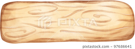 cute watercolour wood sign board cartoon painting 97686641