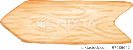 cute watercolour wood sign board cartoon painting 97686642