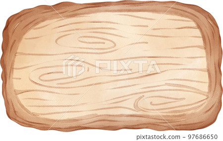 cute watercolour wood sign board cartoon painting 97686650