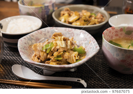 Japanese dining table, double pot meat, Chinese food Japanese dining table, double pot meat, Chinese food 97687075