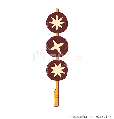 Traditional Japanese food. Asian yakitori skewers with mushrooms. Vector illistration 97687182