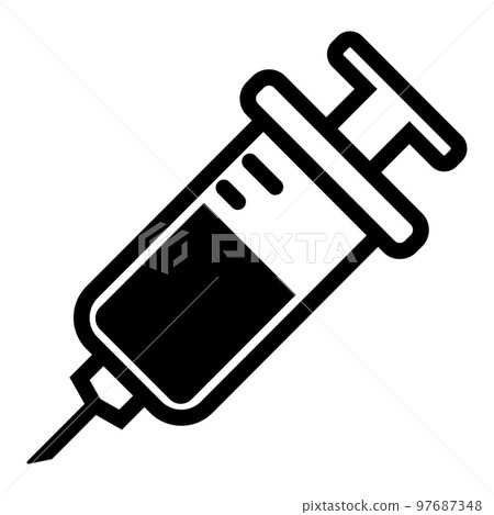 這是注射器圖標的插圖。 97687348