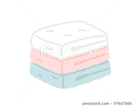 Illustration inspired by three-color fluffy towels and bath towels 97687666