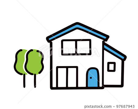 Simple two-story house exterior (vector) 97687943