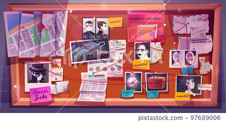 Detective board for crime investigation evidence 97689006