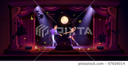 Ballet dancers take bow on theater stage 97689014