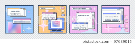 Retro desktop computer interface posters Retro desktop computer interface posters 97689015