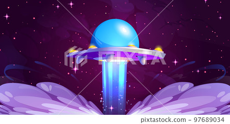 Alien spaceship in outer space 97689034