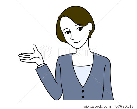 Illustration of a beautiful woman in a suit giving guidance Illustration of a beautiful woman in a suit giving guidance 97689113