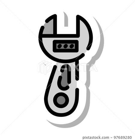 Sticker style dotted line icon wrench 97689280