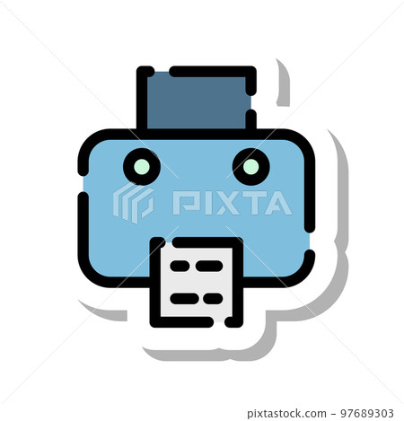 Sticker style dotted line icon printing press 97689303