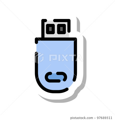 貼紙樣式虛線圖標 USB 貼紙樣式虛線圖標 USB 97689311