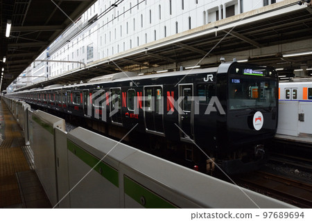 JR East E235 series train commemorating the 150th anniversary of the opening of the railway 97689694