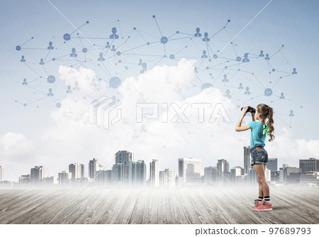 Concept of social wireless connection and internet use for communication by children Concept of social wireless connection and internet use for communication by children 97689793