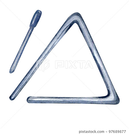 Triangle percussion musical instrument watercolor illustration isolated. 97689877