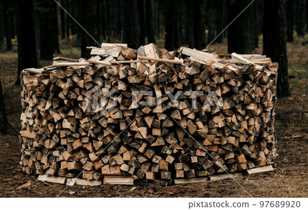 Pile of firewood. Pile of firewood. 97689920