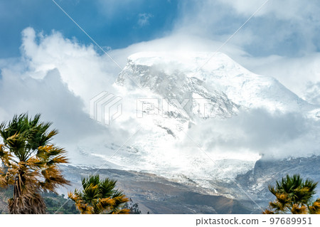 the highest mountain of Peru Huascaran in the Cordillera Blanca mountain range in the Yungay province 97689951